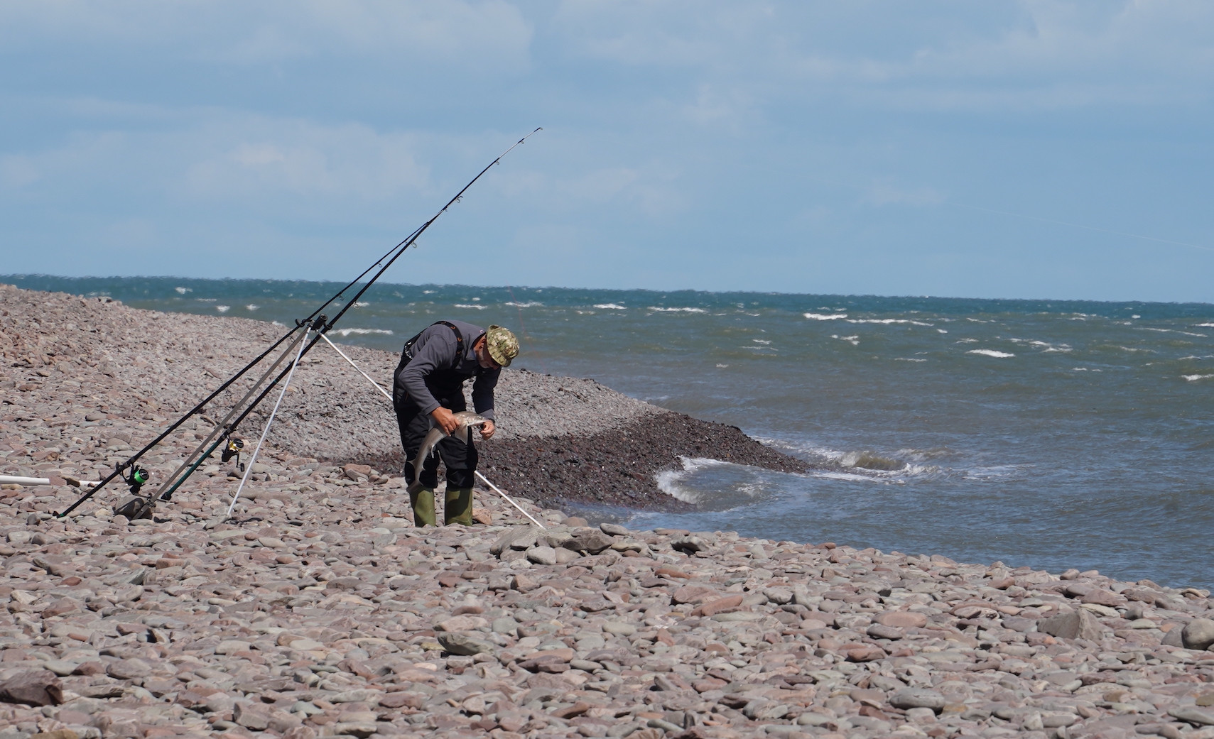 beach casting with continental rods at porlock